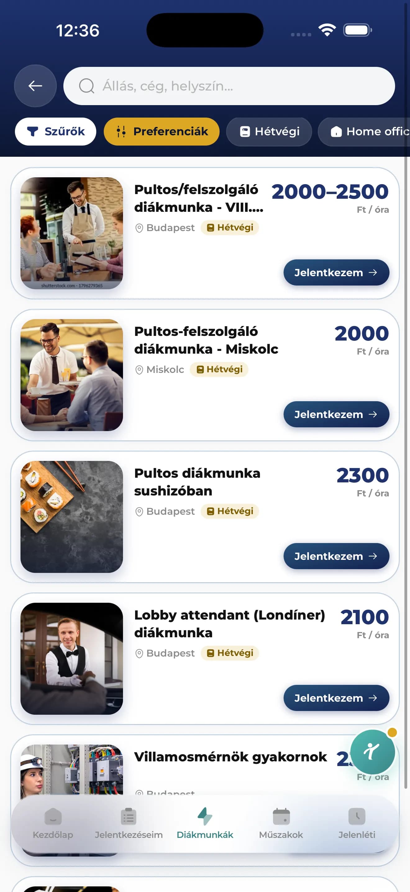 TudatOS Diákmunka app állás lista