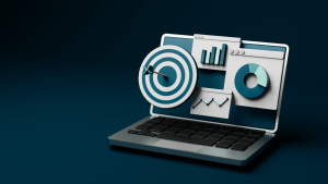 Egy laptop képernyője egy letisztult dashboarddal, ami az Anyway rendszer által nyújtott átláthatóságot szimbolizálja a diákmunka adminisztráció egyszerűsítése során.